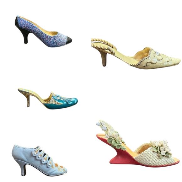 Vintage Set of 5 Vintage Miniature High Heel Shoe Figurines 90s Cottage Fashion - Picture 1 of 8